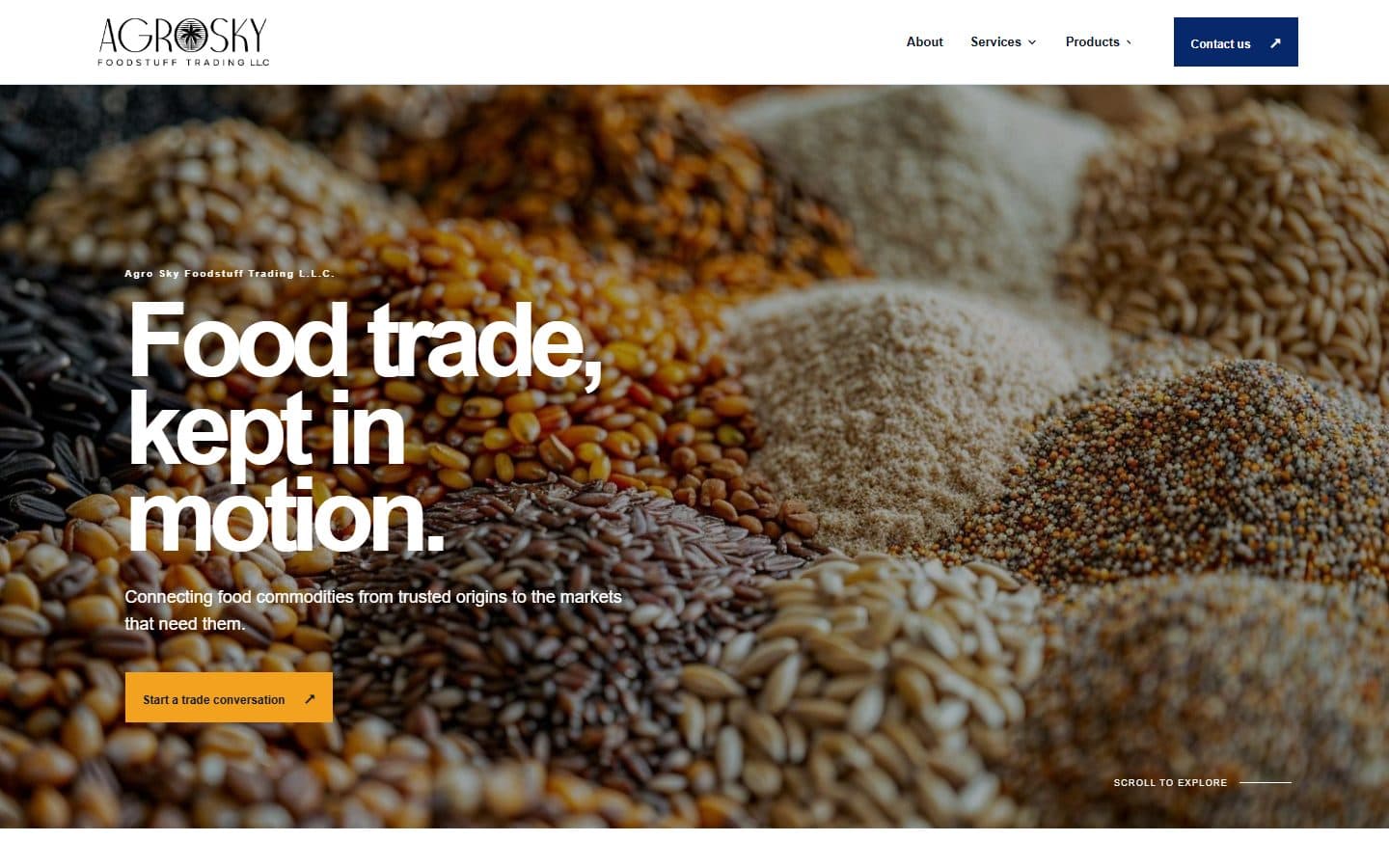 اسکرین‌شات سایت بین‌المللی Agro Sky