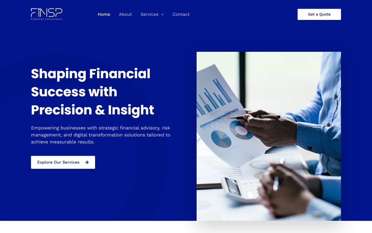 اسکرین‌شات سایت بین‌المللی FINSP Financial