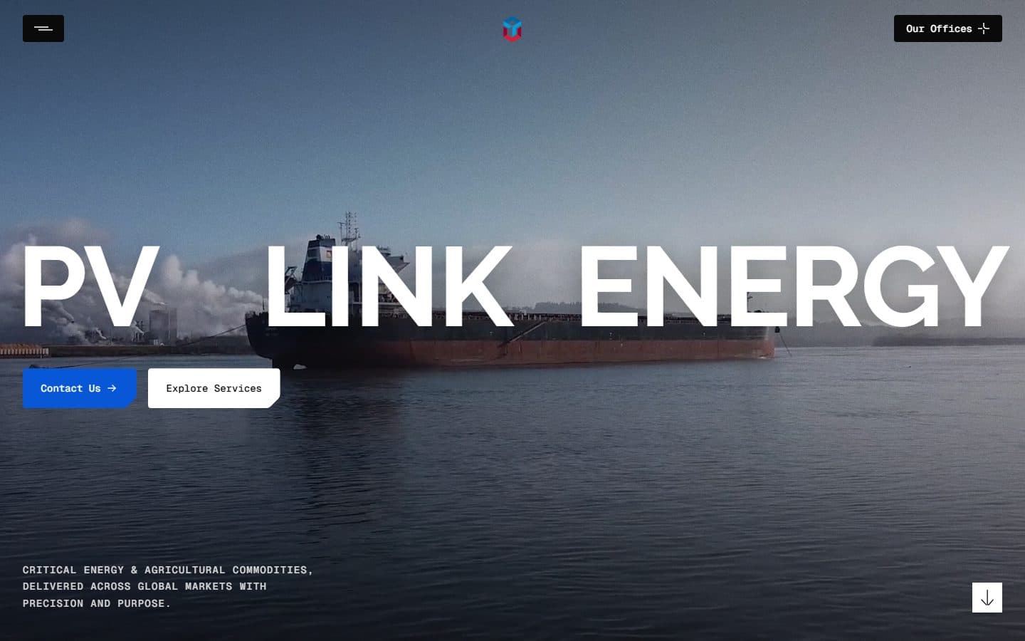 اسکرین‌شات سایت بین‌المللی PV Link Energy