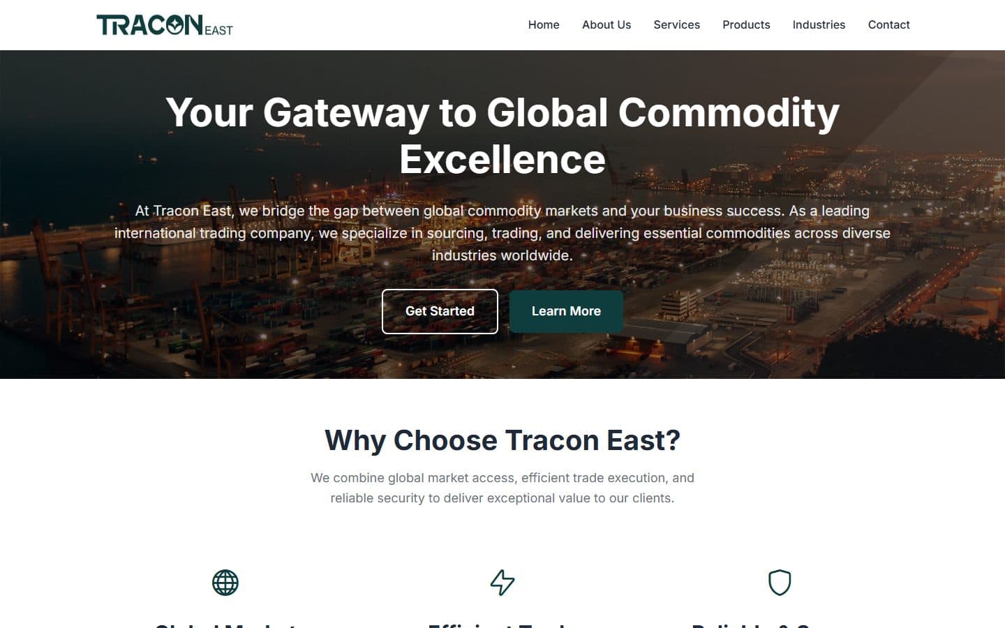 اسکرین‌شات سایت بین‌المللی Tracon East