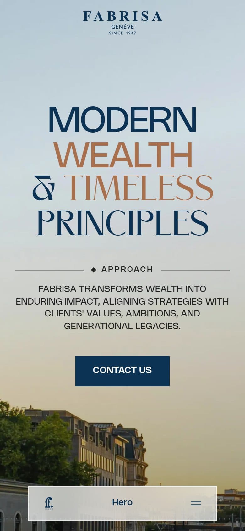 نمای موبایل سایت — سایت بینالمللی Fabrisa