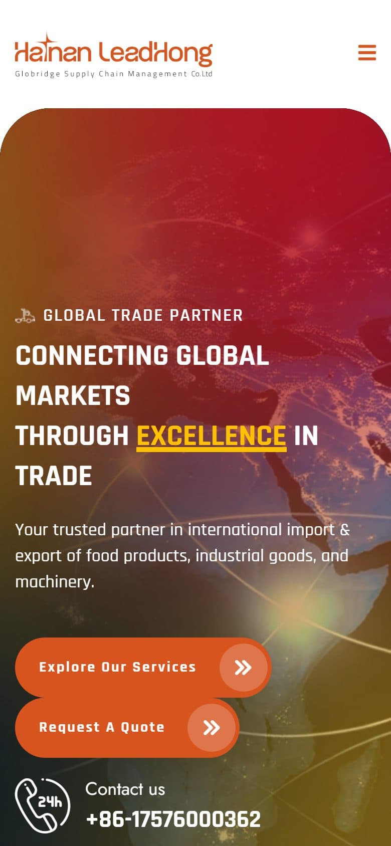نمای موبایل سایت — سایت بینالمللی Hainan Leadhong