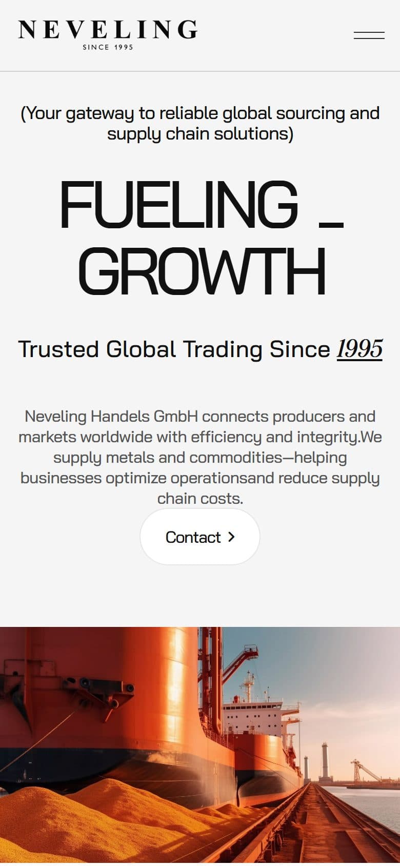 نمای موبایل سایت — سایت بینالمللی Neveling Handels GmbH