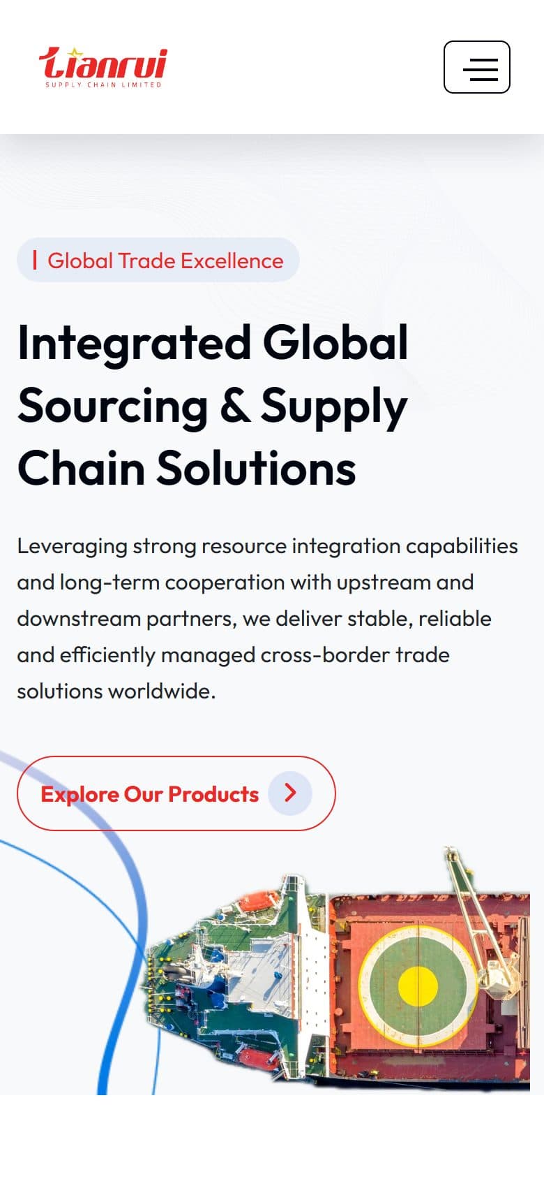 نمای موبایل سایت — سایت بینالمللی TIANRUI Supply Chain